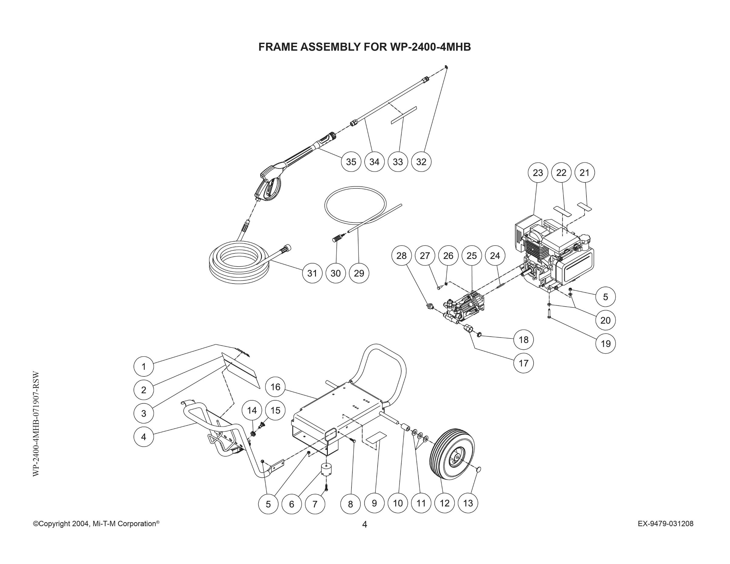 WP-2400-4MHB Parts, pump, repair kit, breakdown & owners manual.